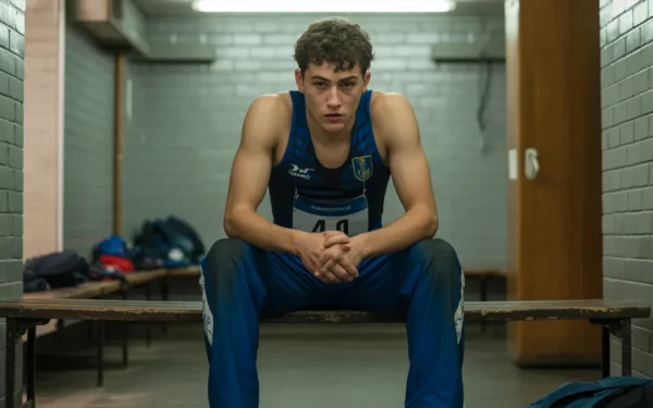 Blocaj sub presiune în sport — sportiv tânăr concentrat înainte de competiție