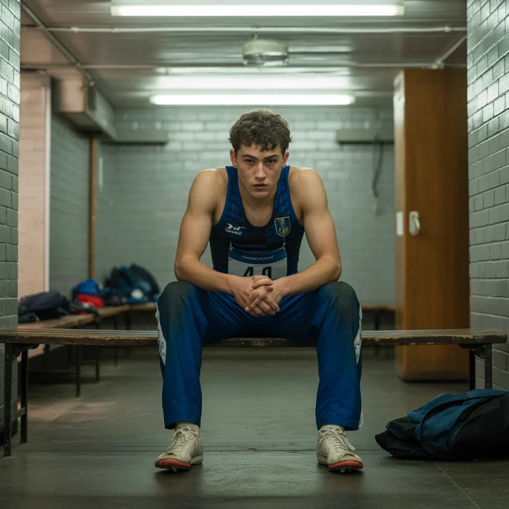 Blocaj sub presiune în sport — sportiv tânăr concentrat înainte de competiție